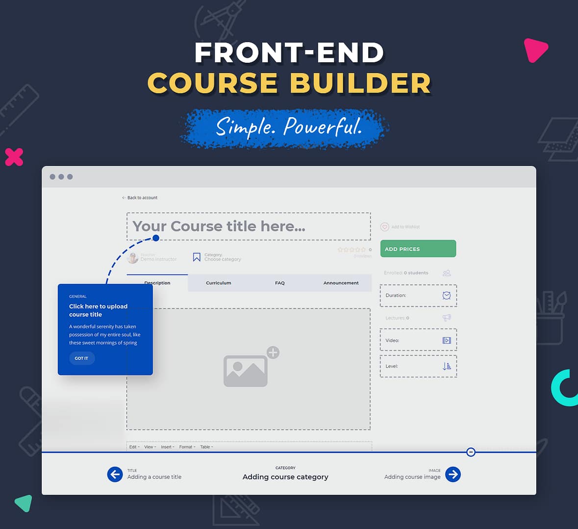 front-end course builder front-end course builder